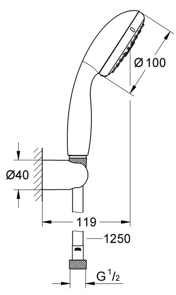 GROHE Tempesta 100 - Sprchový set s držiakom, 2 prúdy, chróm 27799001