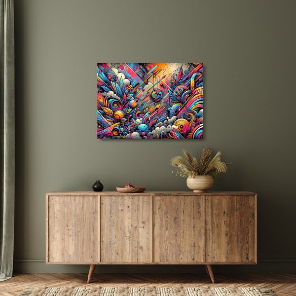 Sklenený obraz - Pestrofarebné graffiti (70x50 cm)