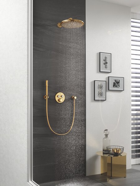 GROHE Rainshower Cosmopolitan 310 - Hlavová sprcha, 1 prúd, so sprchovým ramenom, kartáčovaný Cool Sunrise 26066GN0