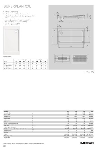 Kaldewei Superplan CLASSIC XXL - Sprchová vanička 1500x800 mm, s polystyrénovým nosičom, Anti-slip, alpská biela 443635000001