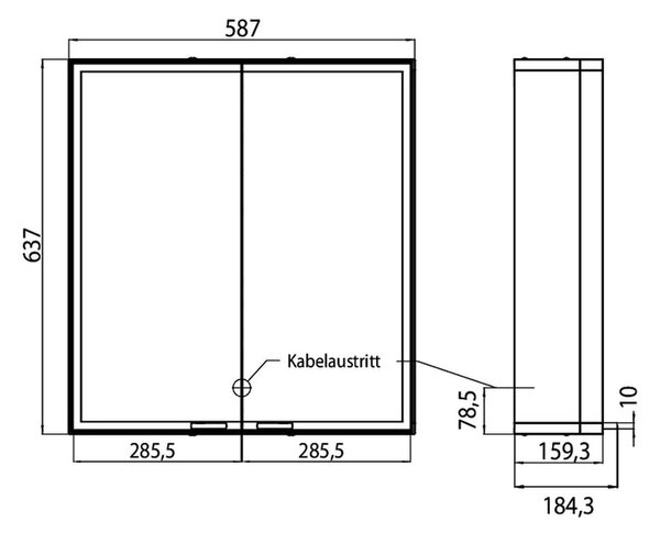 Emco Asis Prestige - Zrkadlová skrinka s LED osvetlením, 587x637x184 mm, 989706011