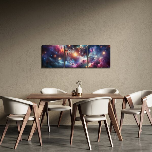 Obraz - Temný vesmír (s hodinami) (90x30 cm)