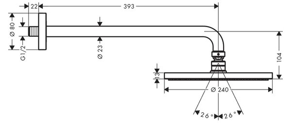 Hansgrohe Raindance S - Hlavová sprcha 240 1jet so sprchovým ramenom, chróm 27607000