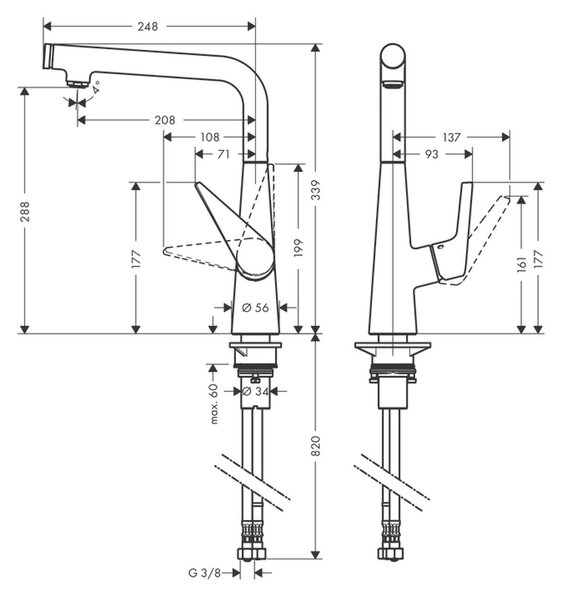 Hansgrohe Talis Select M51 - Páková kuchynská batéria 300, vzhľad nerezu 72820800
