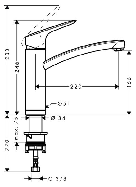 Hansgrohe Logis M31 - Kuchynská páková batéria 160 1jet, inštalácia pred okno, chróm 71833000
