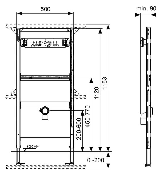 TECEprofil- Inštalačný modul pre pisoár, 9320010