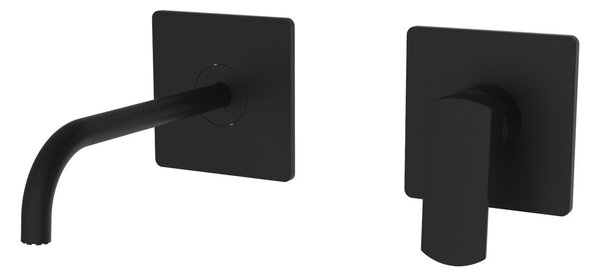 Teorema Edge- Umývadlová batéria pod omietku, komplet, výtok 220 mm, výpusť CLICK čierna 8E318BB