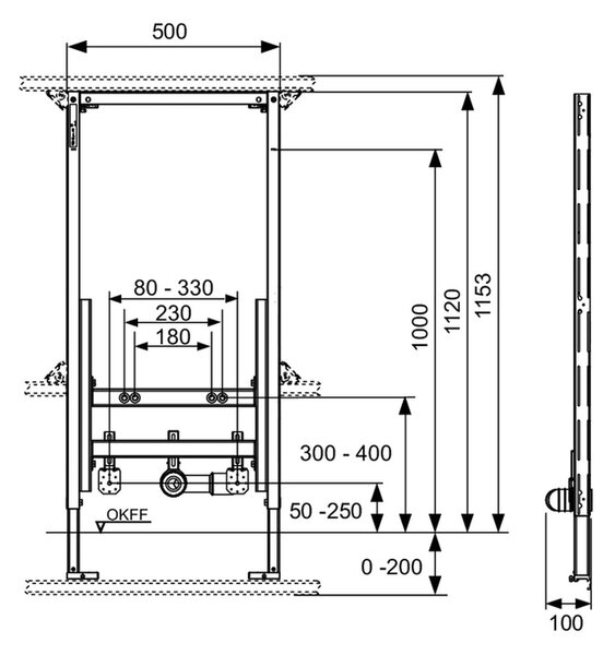 TECEprofil- Inštalačný modul pre bidet, 9330000
