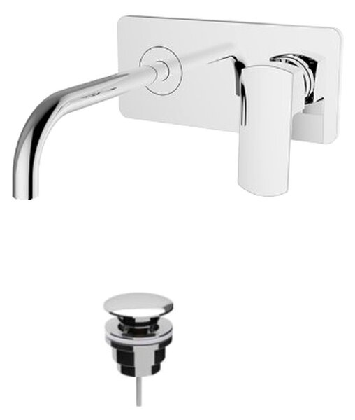 Teorema Edge- Umývadlová batéria pod omietku, komplet, výtok 220 mm, výpusť CLICK chróm 8E312