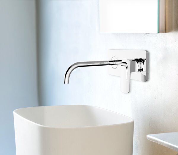 Teorema Edge- Umývadlová batéria pod omietku, komplet, výtok 220 mm, výpusť CLICK chróm 8E312
