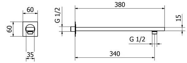 Teorema Edge - Hlavová sprcha 200/200 so sprchovým ramenom, čierna 15287BB