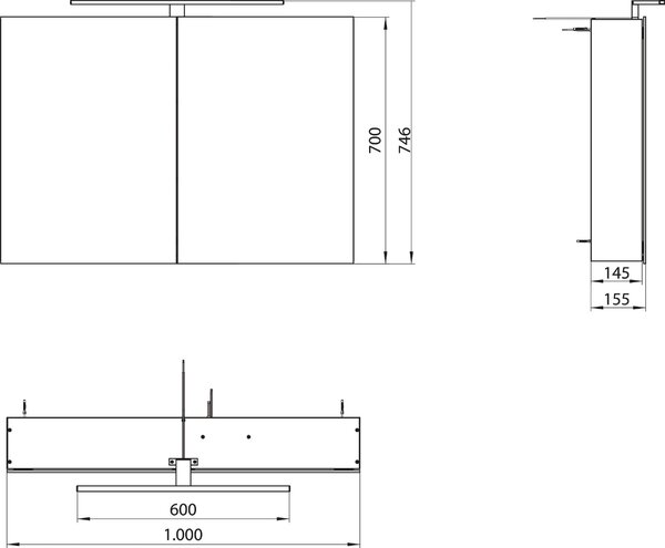 Emco MEE - zrkadlová skrinka s LED osvetlením, 1000x700mm, 949805052
