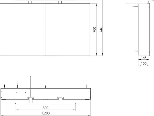 Emco MEE - zrkadlová skrinka s LED osvetlením, 1200x700mm, 949805053