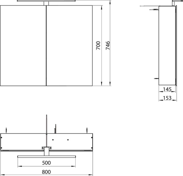 Emco MEE - zrkadlová skrinka s LED osvetlením, 800x700mm, 949805051