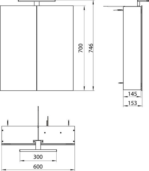 Emco MEE - zrkadlová skrinka s LED osvetlením, 600x700mm, 949805050