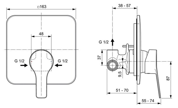Ideal Standard Entella - Sprchová batéria pod omietku, komplet, chróm A6948AA