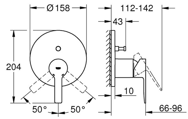 GROHE Lineare - Páková batéria pod omietku s 2-smerným prepínačom, chróm 24064001