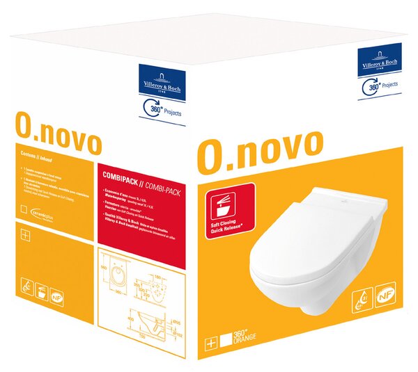 Villeroy & Boch O.Novo Combi-Pack - SET Závesné WC + sedátko SoftClosing, alpská biela 5660HR01