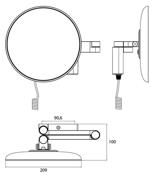Emco Cosmetic mirrors Evo - Holiace a kozmetické zrkadlo LED, 2 otočné ramená so skrutkovitým káblom a vypínačom, 5 násobné zväčšenie, chróm 109506040