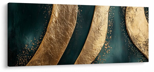 Obraz - Zelená abstrakcia so zlatom I. (120x50 cm)