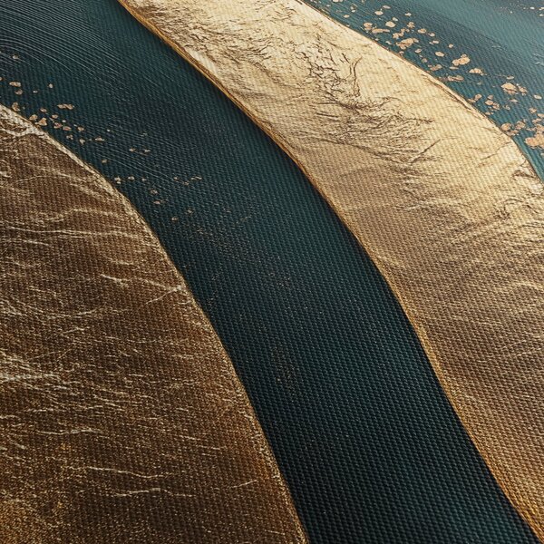 Obraz - Zelená abstrakcia so zlatom I. (120x50 cm)