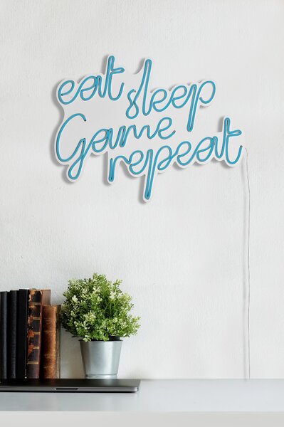 ASIR Nástenná dekorácia s LED podsvietením EAT SLEEP modrá