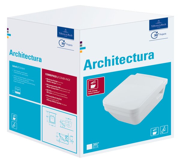 Villeroy & Boch Architectura Combi-Pack - SET Závesné WC + sedátko SoftClosing, alpská biela 5685HR01