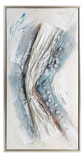 Dekorstudio Ručne maľovaný obraz na plátne s motívom abstraktnej maľby II 32x62cm - biely