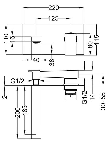 Teorema Pillar - Umývadlová batéria pod omietku s Clic-Clac zátkou, čierna matná 8G316BB