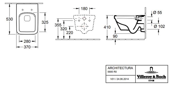 Villeroy & Boch Architectura Combi-Pack - SET Závesné WC + sedátko SoftClosing, alpská biela 5685HR01