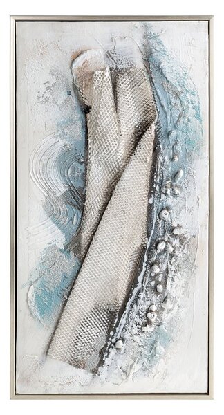 Dekorstudio Ručne maľovaný obraz na plátne s motívom abstraktnej maľby I 32x62cm - biely