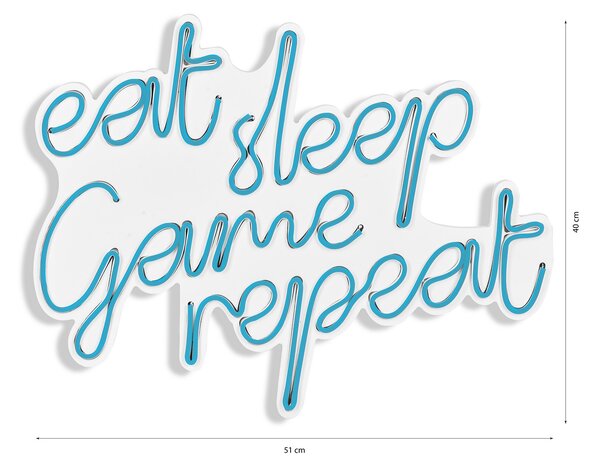 ASIR Nástenná dekorácia s LED podsvietením EAT SLEEP modrá