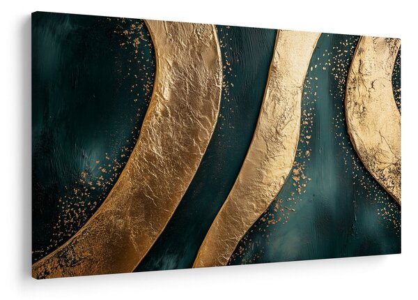 Obraz - Zelená abstrakcia so zlatom I. (90x60 cm)