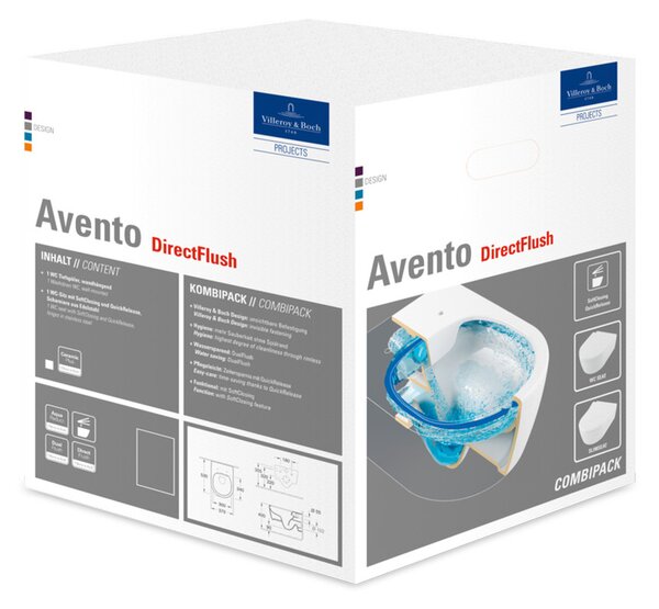 Villeroy & Boch Avento Combi-Pack - SET Závesné WC + sedátko SlimSeat SoftClosing, alpská biela 5656RS01
