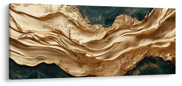 Obraz - Zelená abstrakcia so zlatom II. (120x50 cm)