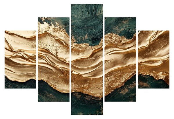Obraz - Zelená abstrakcia so zlatom II. (150x105 cm)