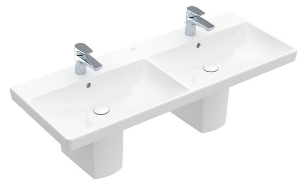 Villeroy & Boch Avento - Dvojité umývadlo 1200x470mm, s prepadom, alpská biela 4A23CK01