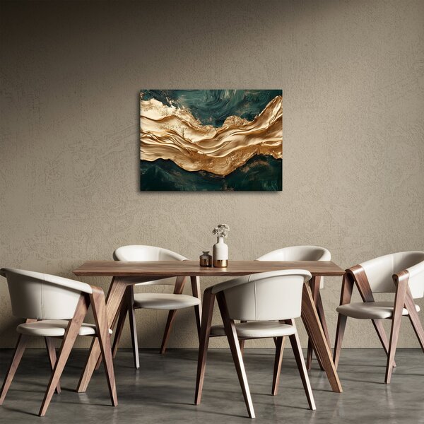 Obraz - Zelená abstrakcia so zlatom II. (70x50 cm)