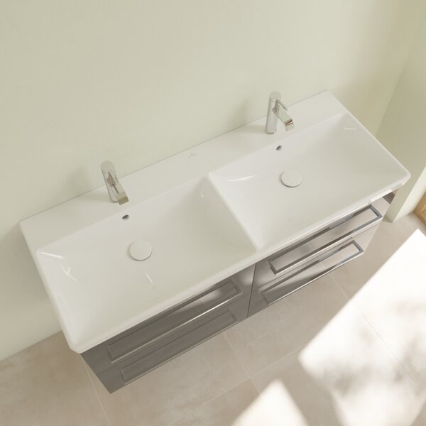 Villeroy & Boch Avento - Dvojité umývadlo 1200x470mm, s prepadom, alpská biela 4A23CK01