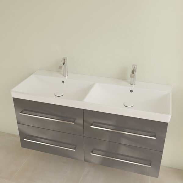 Villeroy & Boch Avento - Dvojité umývadlo 1200x470mm, s prepadom, alpská biela 4A23CK01