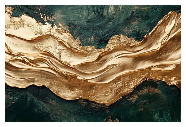 Obraz - Zelená abstrakcia so zlatom II. (90x60 cm)