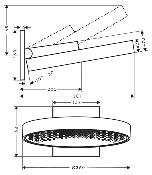 Hansgrohe Rainfinity - Hlavová sprcha 360 1jet s pripojením na stenu, chróm 26230000