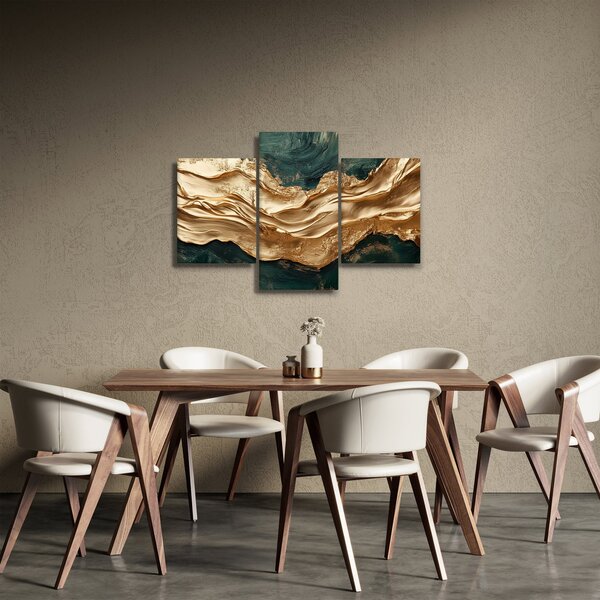 Obraz - Zelená abstrakcia so zlatom II. (90x60 cm)