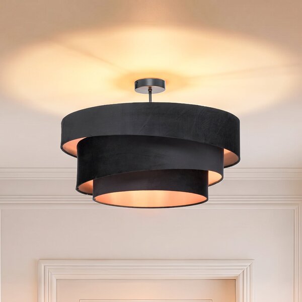 Stropné Lampa Lindby, Jusari, stmievateľné, Čierna, Obývacia izba, Tkanina / Textil, Moderný