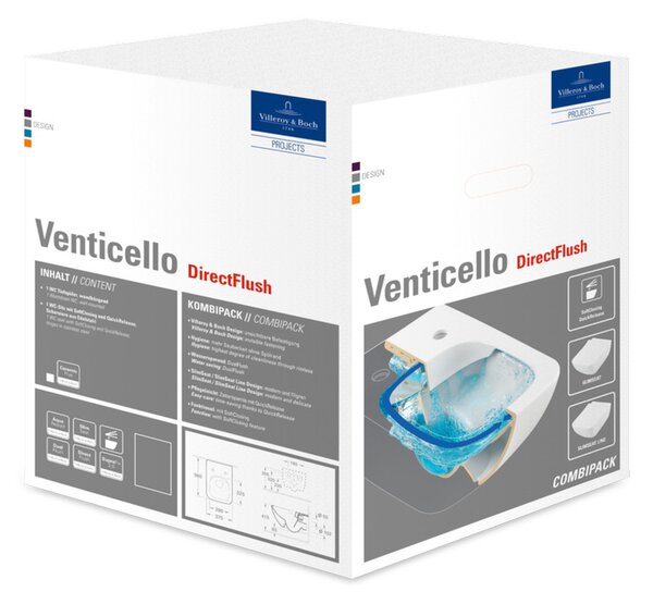 Villeroy & Boch Venticello Combi-Pack - SET Závesné WC + sedátko SlimSeat Line SoftClosing, alpská biela 4611RL01