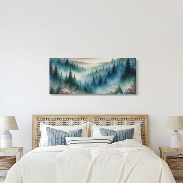Obraz - Lesná krajina s hmlou (120x50 cm)