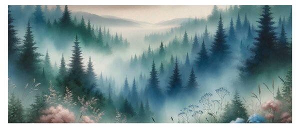Obraz - Lesná krajina s hmlou (120x50 cm)