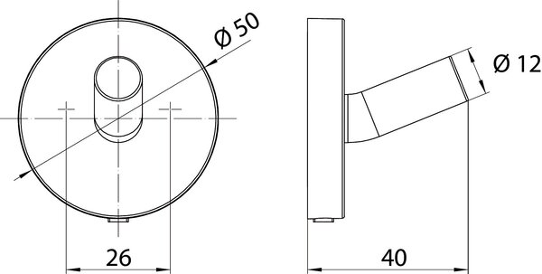 Emco Round - Háčik 40 mm, montáž pomocou lepenia alebo vŕtania, chróm 437500100