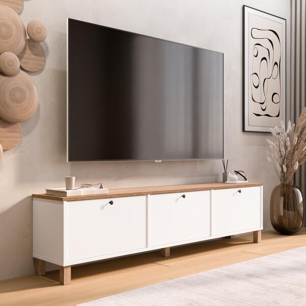 SMART TV stolík na nožičkách 3D, biela