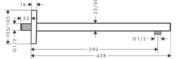 Hansgrohe - Sprchové rameno 390 mm, matná čierna 27694670
